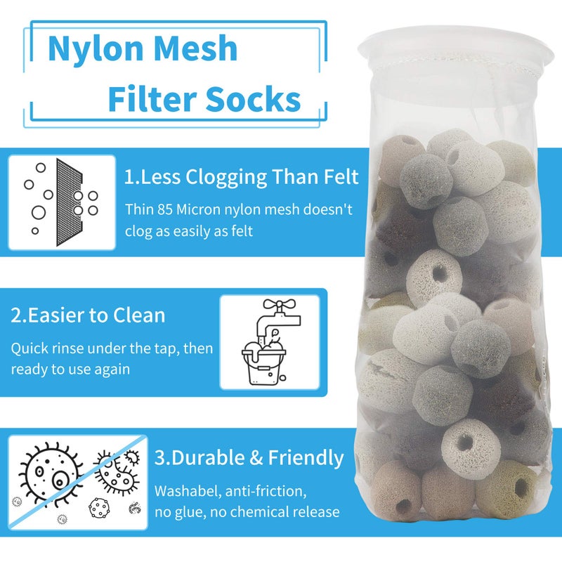 Conie ZCONIEY Filter Socks 180 Micron 4 Inch Opening x 14 Inch Long Aquarium Nylon Filter Bags Felt Filter 3Pack - Image 2
